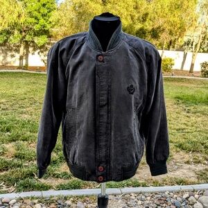 Vintage Caman Zip-Up Classic Black Retro 1980s Bomber Jacket Mens Lg Coat EUC